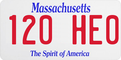 MA license plate 120HE0