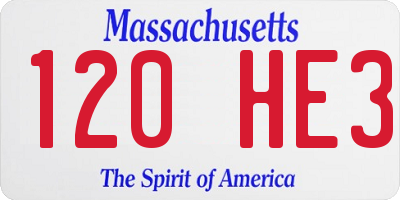 MA license plate 120HE3