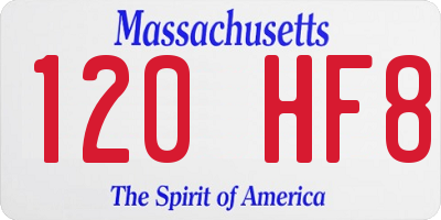 MA license plate 120HF8