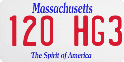 MA license plate 120HG3