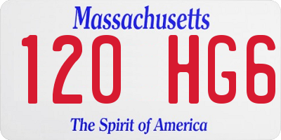 MA license plate 120HG6