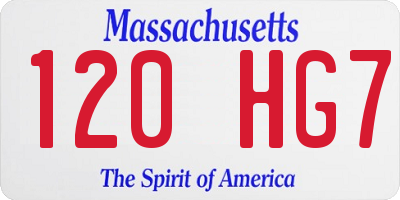 MA license plate 120HG7