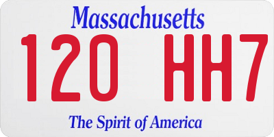 MA license plate 120HH7