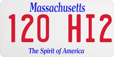 MA license plate 120HI2