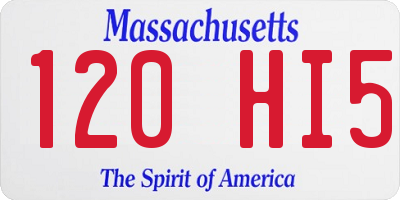 MA license plate 120HI5