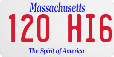 MA license plate 120HI6