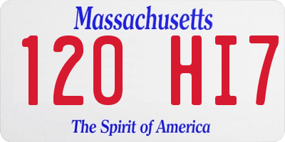 MA license plate 120HI7