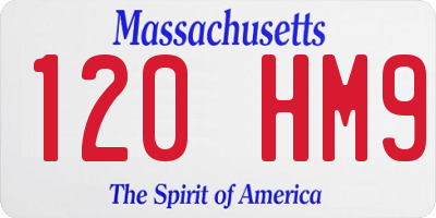 MA license plate 120HM9