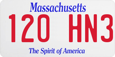 MA license plate 120HN3