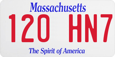 MA license plate 120HN7