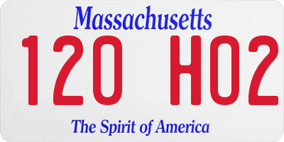 MA license plate 120HO2