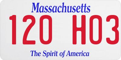 MA license plate 120HO3