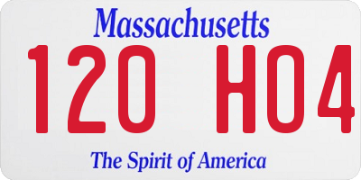 MA license plate 120HO4