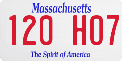 MA license plate 120HO7