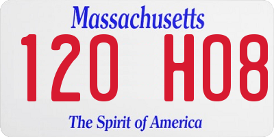 MA license plate 120HO8