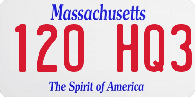 MA license plate 120HQ3