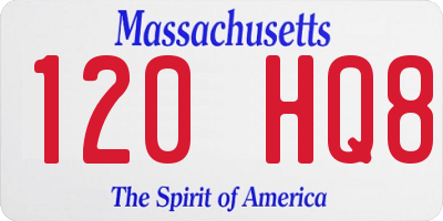 MA license plate 120HQ8