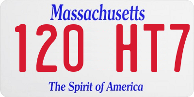 MA license plate 120HT7