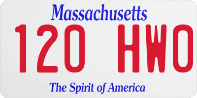 MA license plate 120HW0