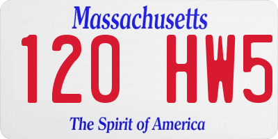 MA license plate 120HW5