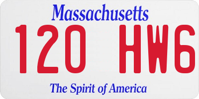 MA license plate 120HW6