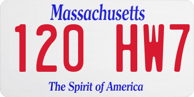 MA license plate 120HW7