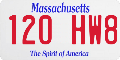 MA license plate 120HW8