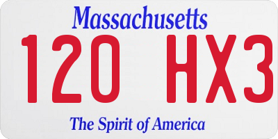 MA license plate 120HX3