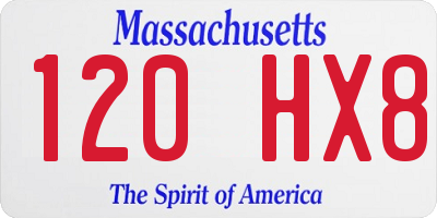 MA license plate 120HX8