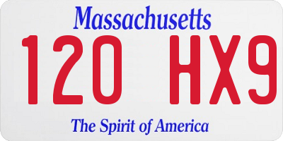 MA license plate 120HX9