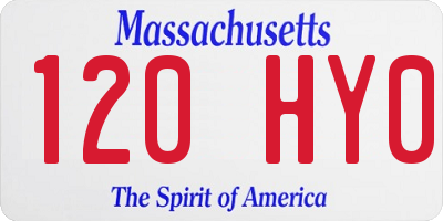 MA license plate 120HY0