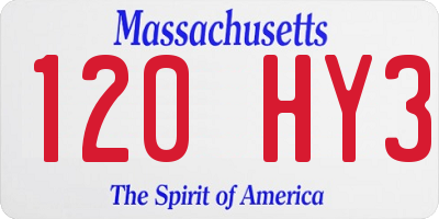 MA license plate 120HY3