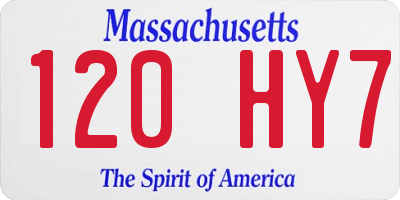 MA license plate 120HY7