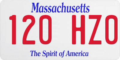 MA license plate 120HZ0