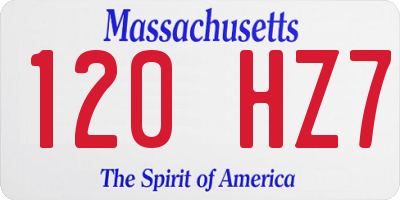 MA license plate 120HZ7