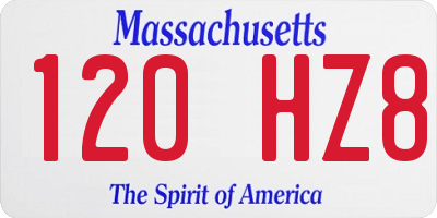 MA license plate 120HZ8
