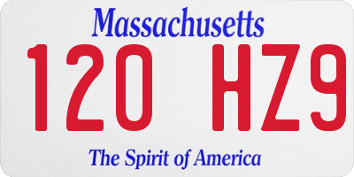 MA license plate 120HZ9