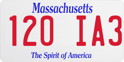 MA license plate 120IA3
