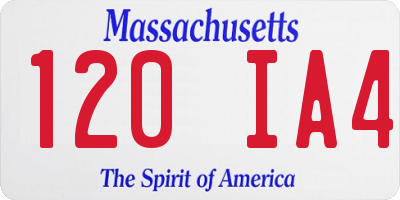 MA license plate 120IA4