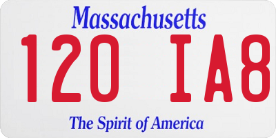 MA license plate 120IA8