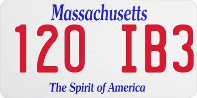 MA license plate 120IB3