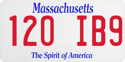 MA license plate 120IB9