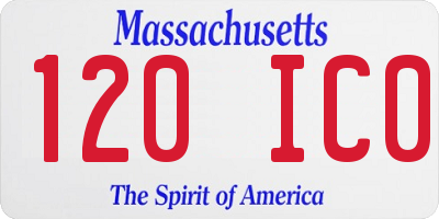 MA license plate 120IC0