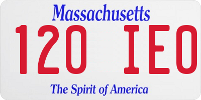 MA license plate 120IE0