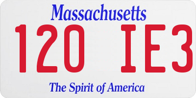 MA license plate 120IE3