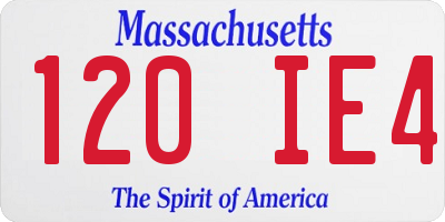 MA license plate 120IE4