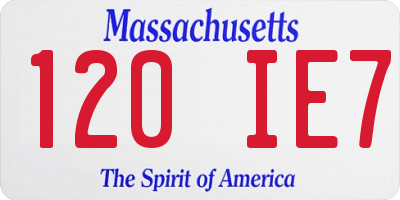 MA license plate 120IE7