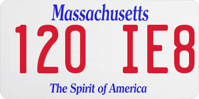 MA license plate 120IE8