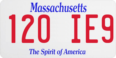 MA license plate 120IE9