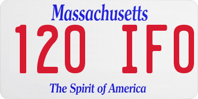 MA license plate 120IF0